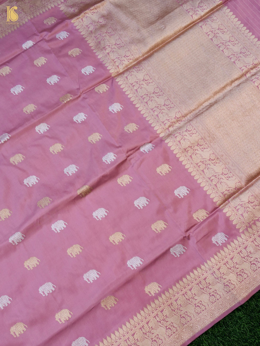 Handloom Banarasi Katan Silk Shikargah Elephant Saree