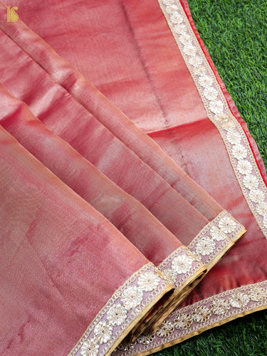 Handwoven Banarasi Plain Tissue Saree with Border