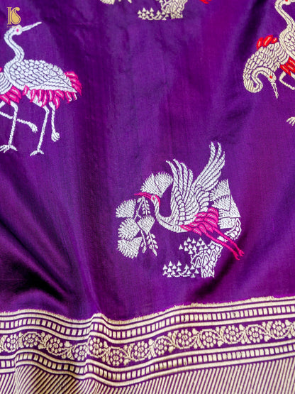 Handloom Banarasi Katan Silk Crane Saree