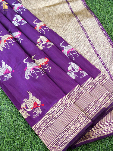 Handloom Banarasi Katan Silk Crane Saree