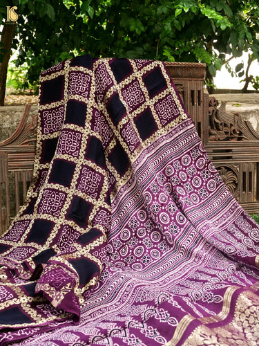 Hand Block Ajrakh Modal Silk Gharchola Saree