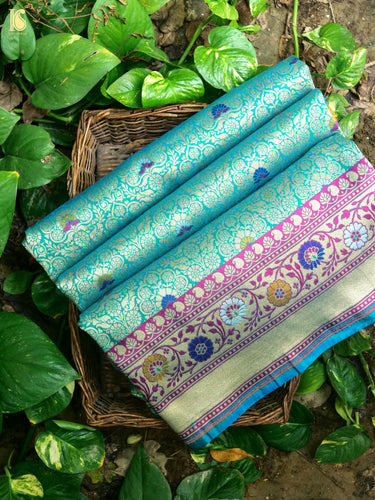 Handloom Banarasi Katan Silk Zari Tanchoi Saree