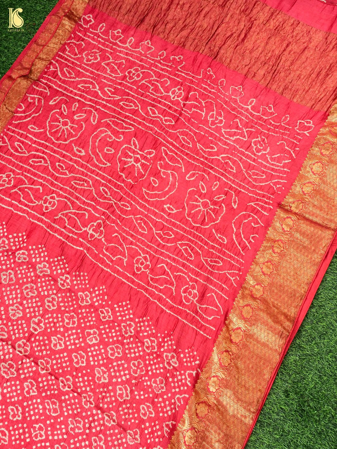 Handloom Banarasi Linen Bandhani Saree