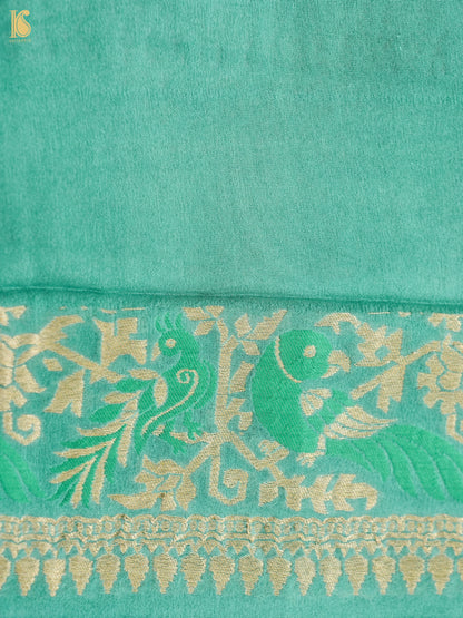 Green Pure Georgette Birds Banarasi Saree