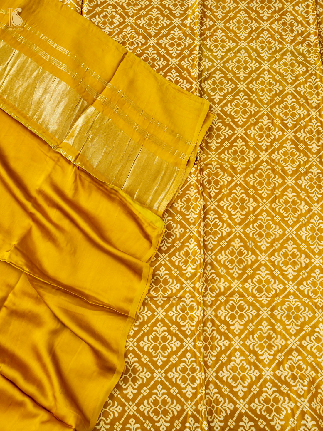 Pure Mashru Silk Hand Block Ajrakh Suit Fabric