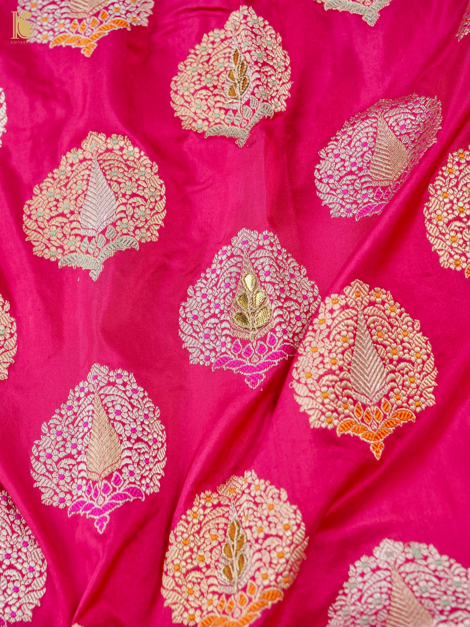 Banarasi Handwoven Katan Silk Kadwa Mor Dupatta with Gotta Patti