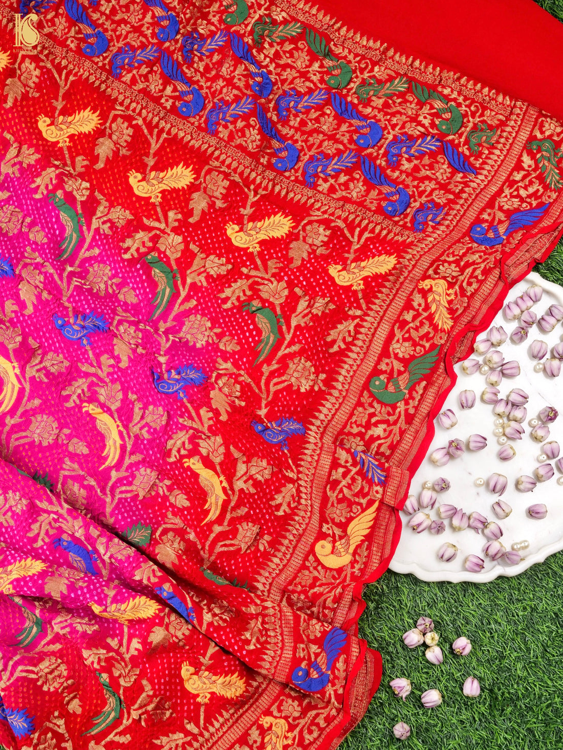 Banarasi Georgette Bandhani Birds Dupatta