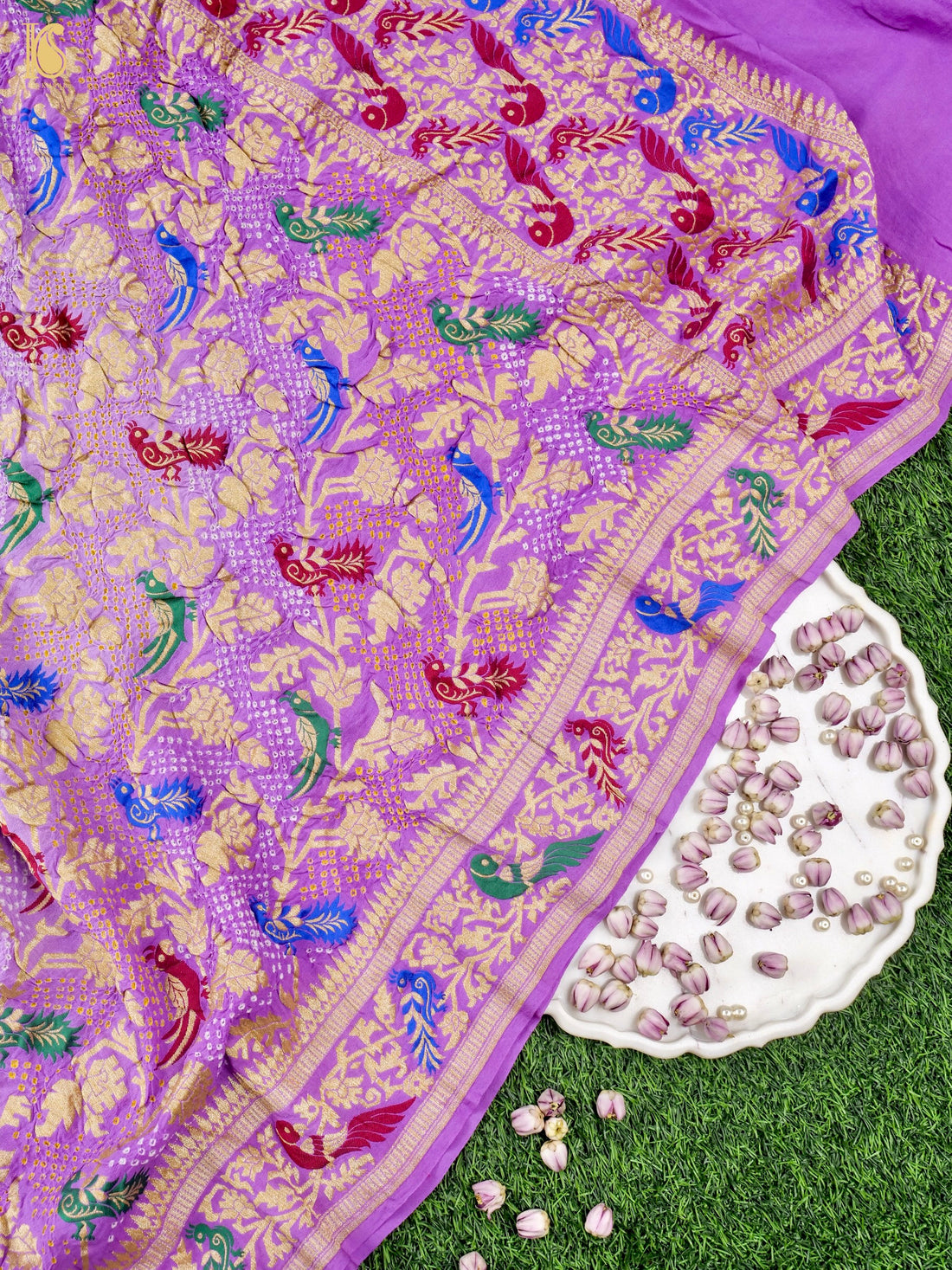 Banarasi Georgette Bandhani Birds Dupatta