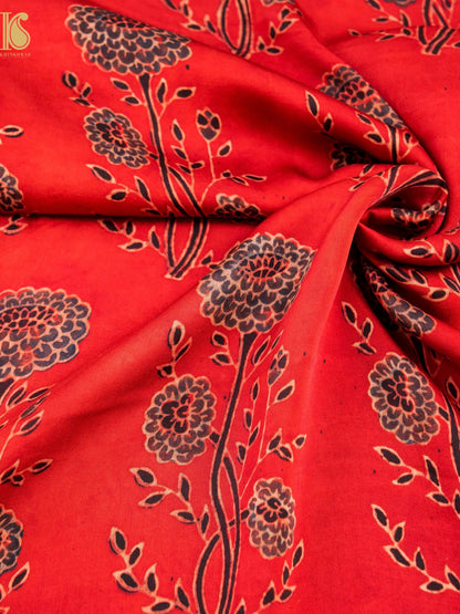 Hand Block Ajrakh Modal Silk Fabric