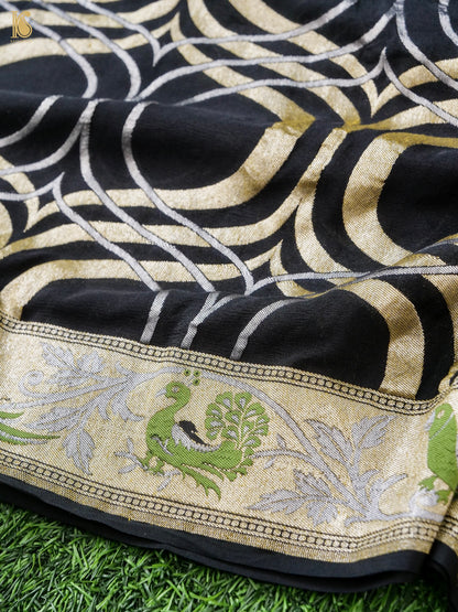 Pure Georgette Silk Banarasi Shikargah Border Dupatta