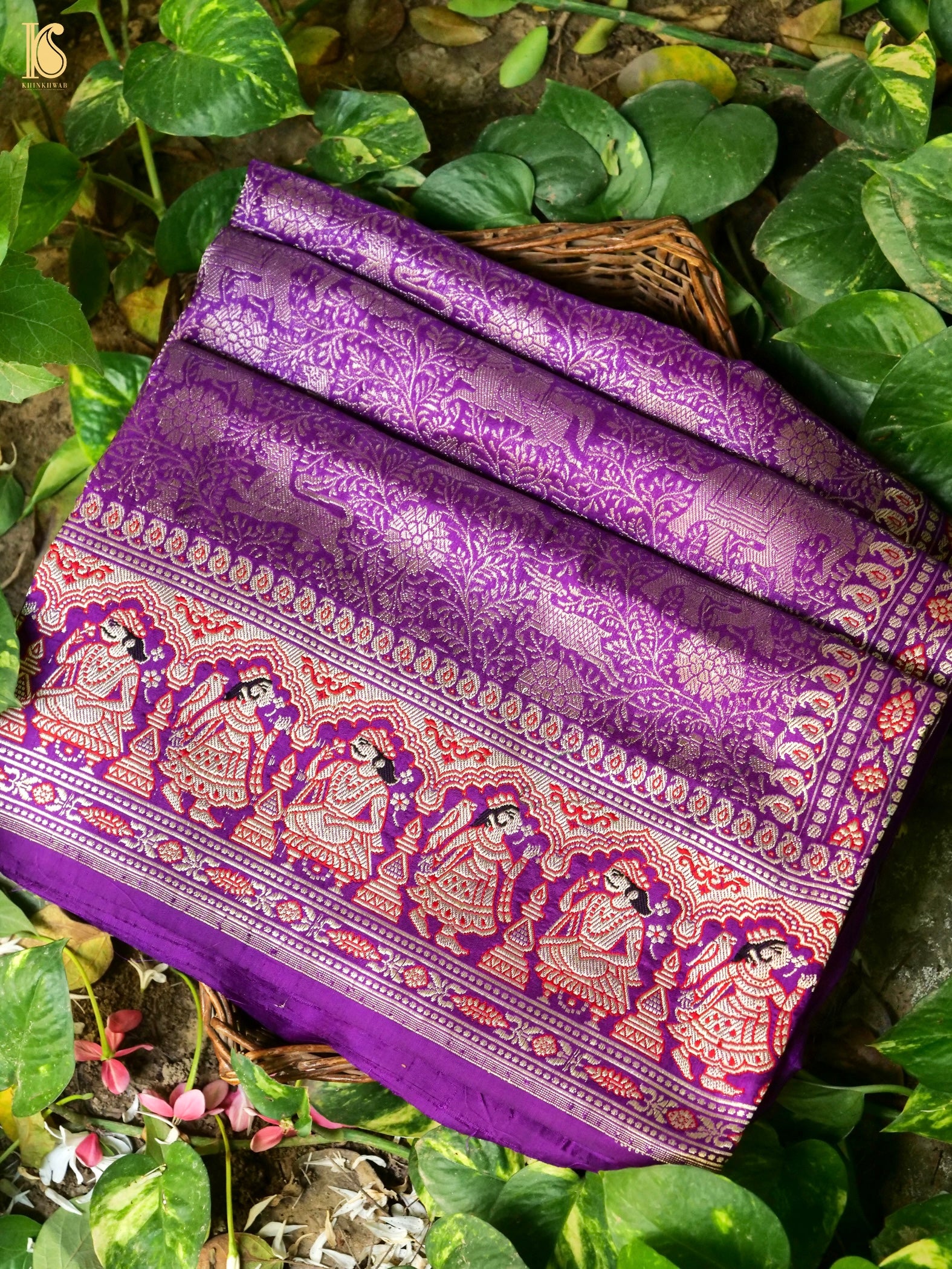 Handloom Baluchari Banarasi Katan Silk Shikargah Saree