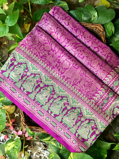 Handloom Baluchari Banarasi Katan Silk Shikargah Saree