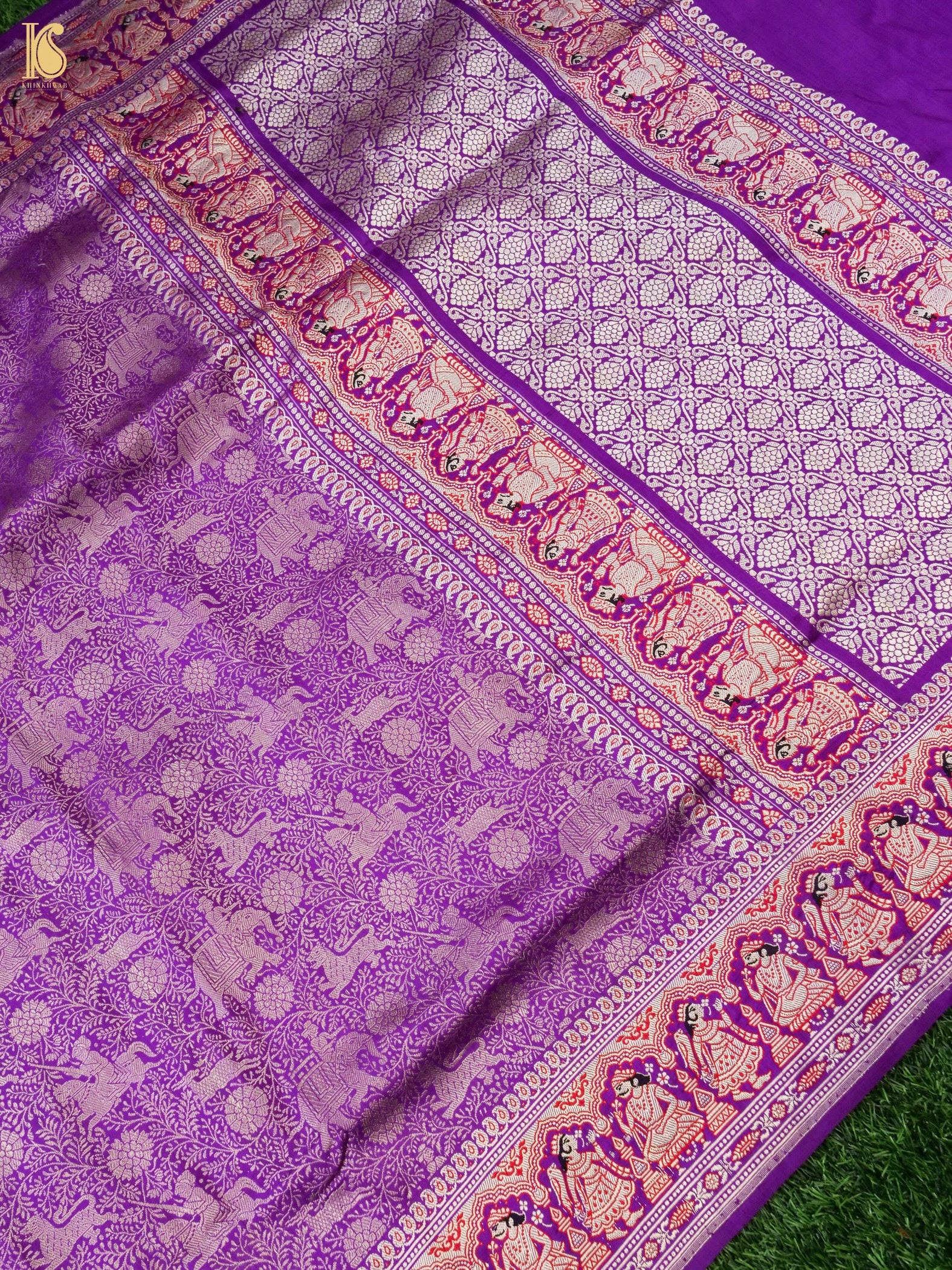 Handloom Baluchari Banarasi Katan Silk Shikargah Saree