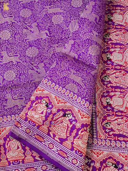 Handloom Baluchari Banarasi Katan Silk Shikargah Saree