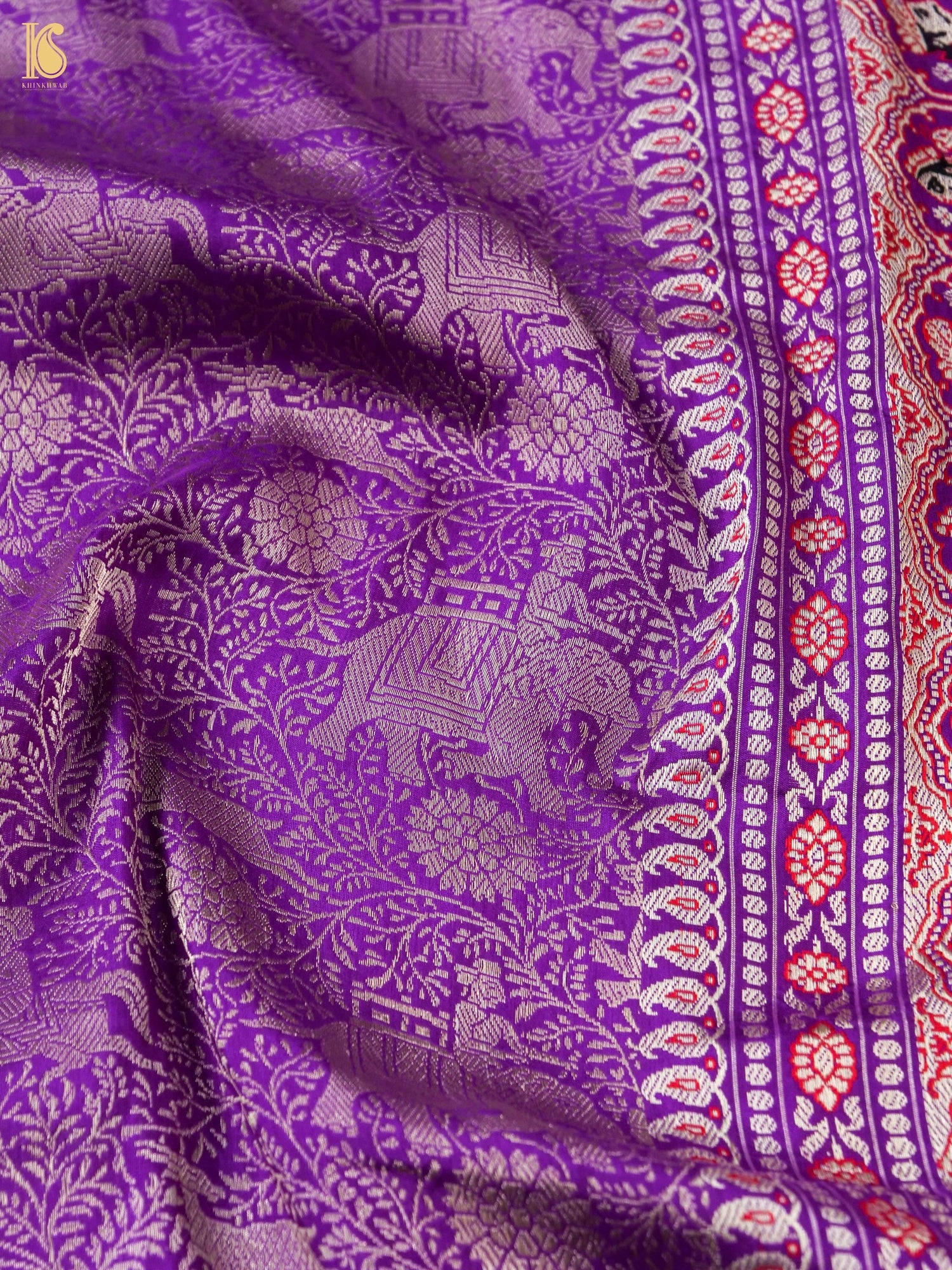 Handloom Baluchari Banarasi Katan Silk Shikargah Saree