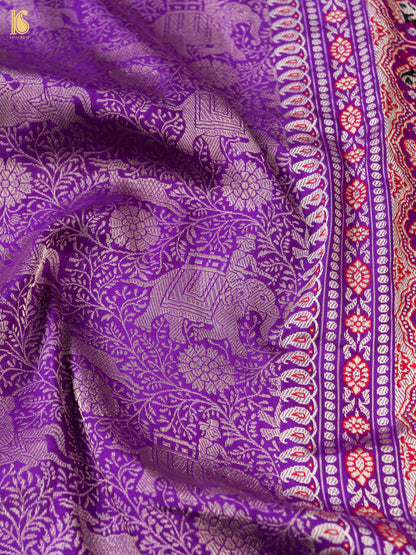 Handloom Baluchari Banarasi Katan Silk Shikargah Saree