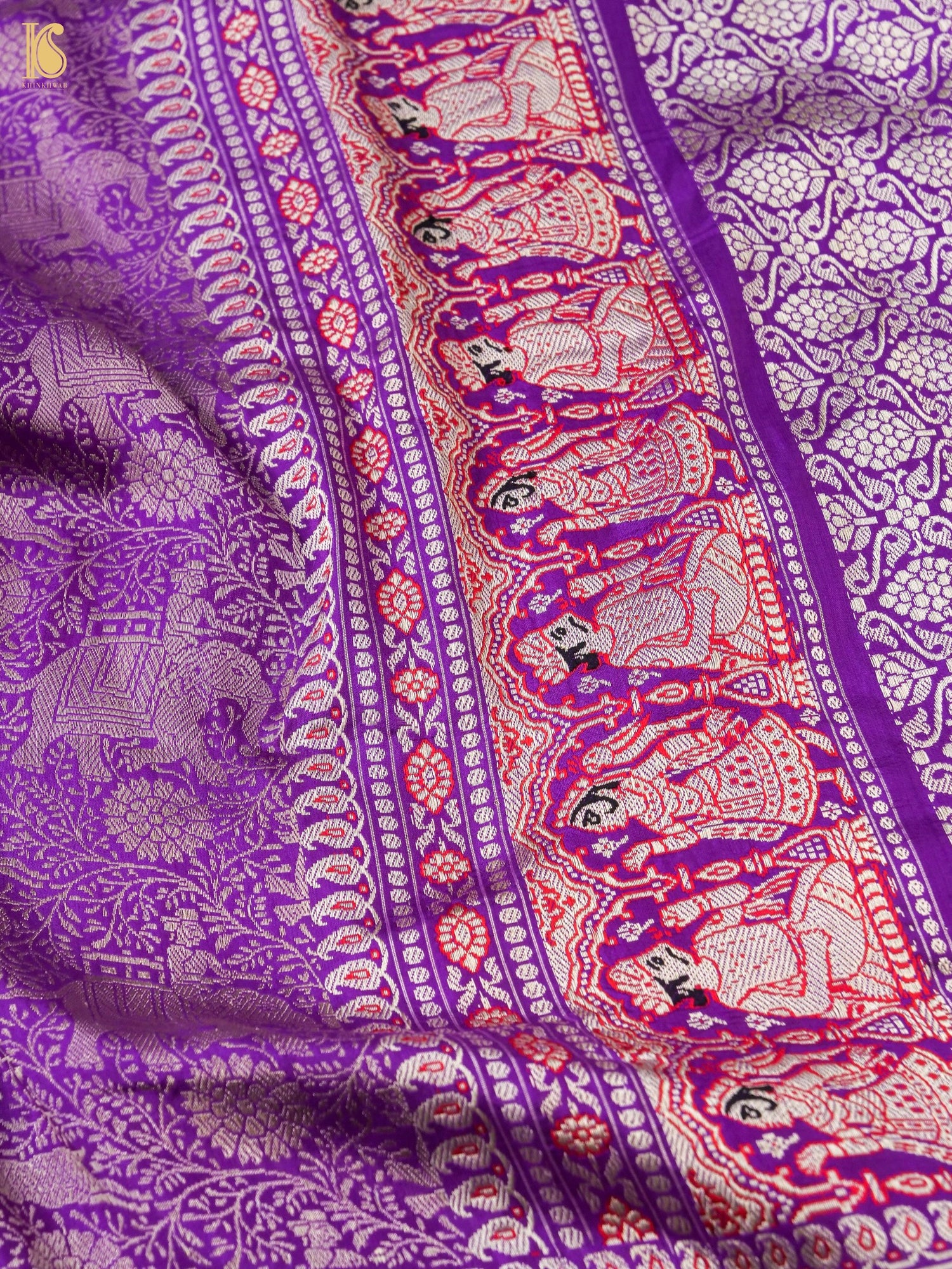 Handloom Baluchari Banarasi Katan Silk Shikargah Saree