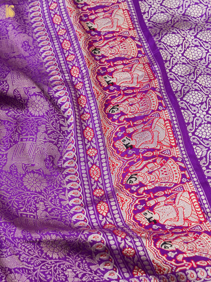 Handloom Baluchari Banarasi Katan Silk Shikargah Saree