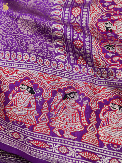 Handloom Baluchari Banarasi Katan Silk Shikargah Saree