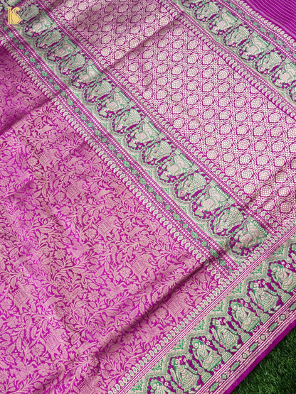 Handloom Baluchari Banarasi Katan Silk Shikargah Saree