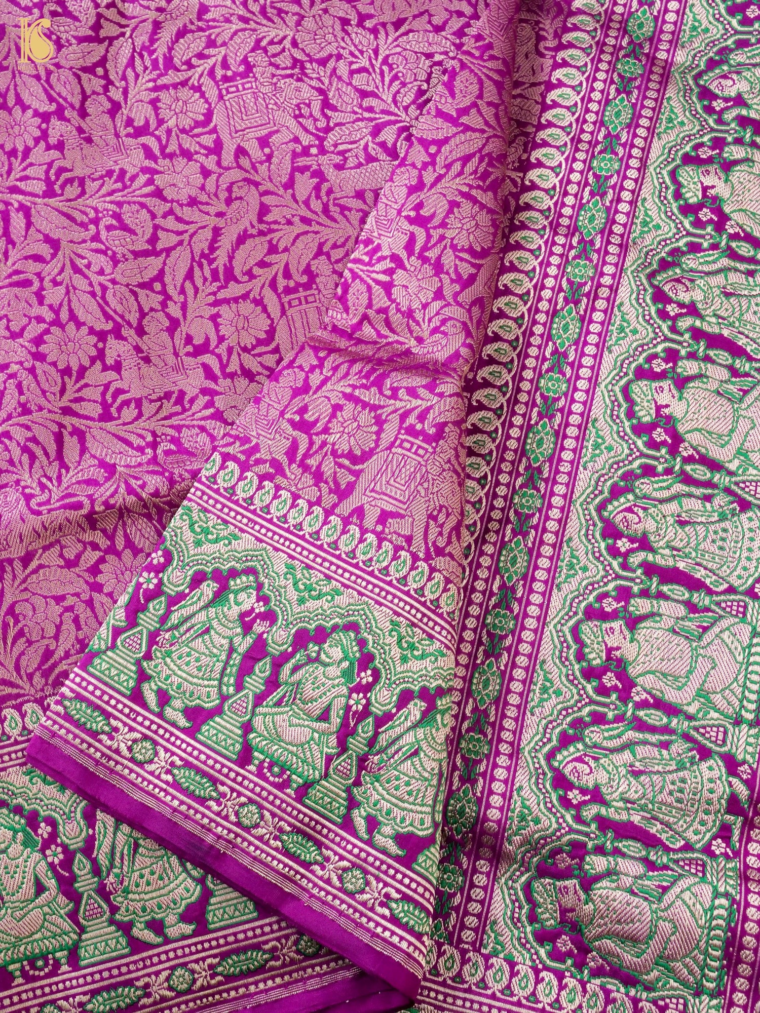 Handloom Baluchari Banarasi Katan Silk Shikargah Saree