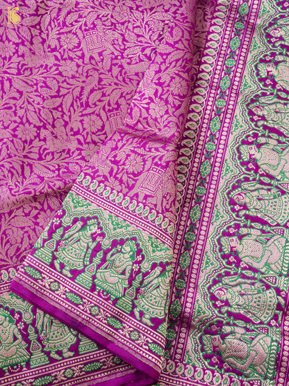 Handloom Baluchari Banarasi Katan Silk Shikargah Saree