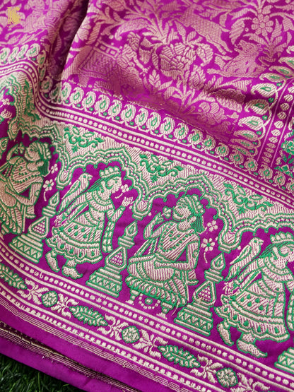 Handloom Baluchari Banarasi Katan Silk Shikargah Saree