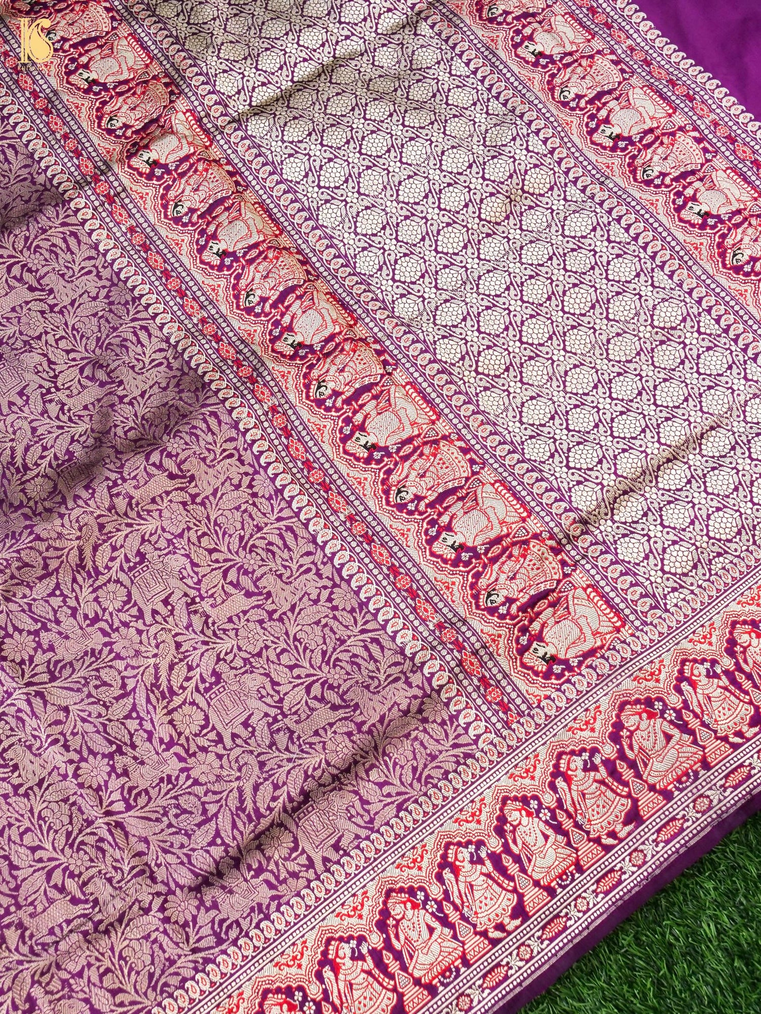 Handloom Baluchari Banarasi Katan Silk Shikargah Saree