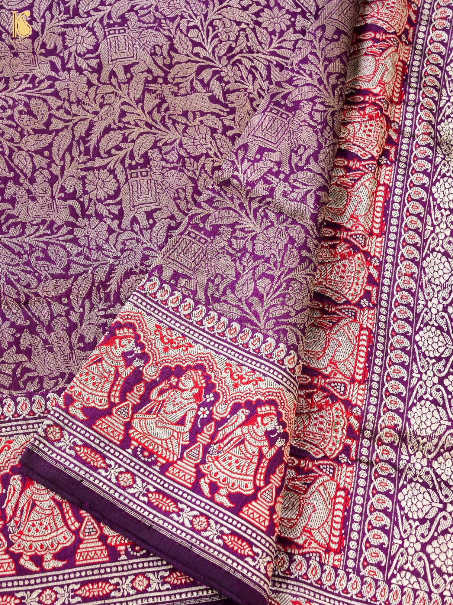 Handloom Baluchari Banarasi Katan Silk Shikargah Saree