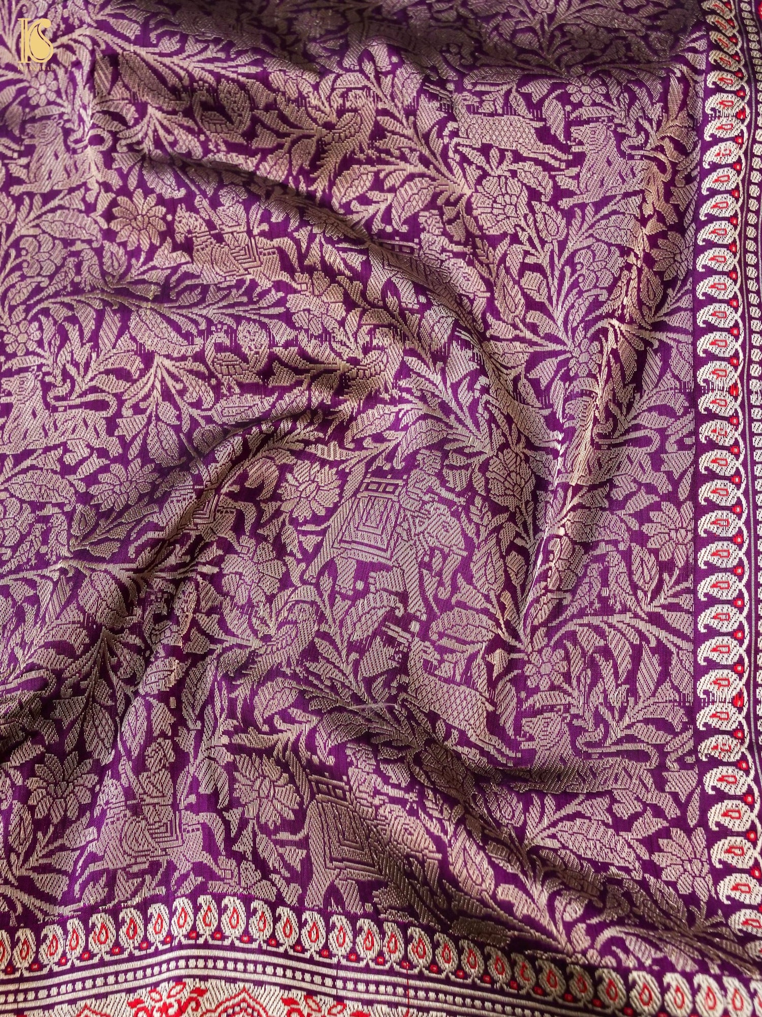 Handloom Baluchari Banarasi Katan Silk Shikargah Saree