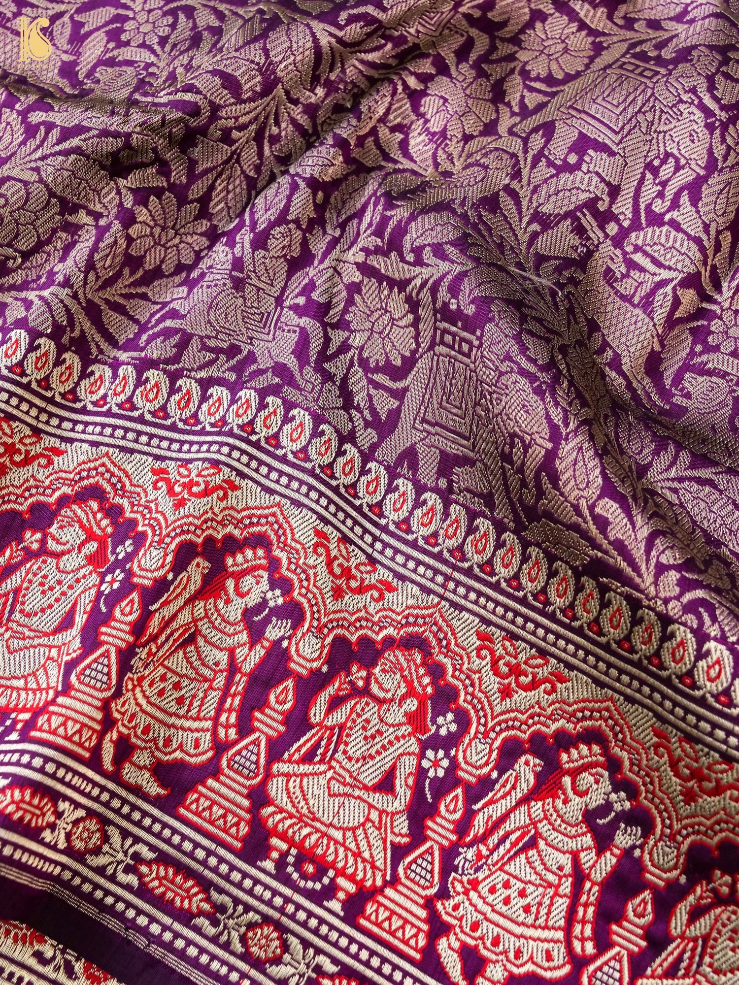 Handloom Baluchari Banarasi Katan Silk Shikargah Saree