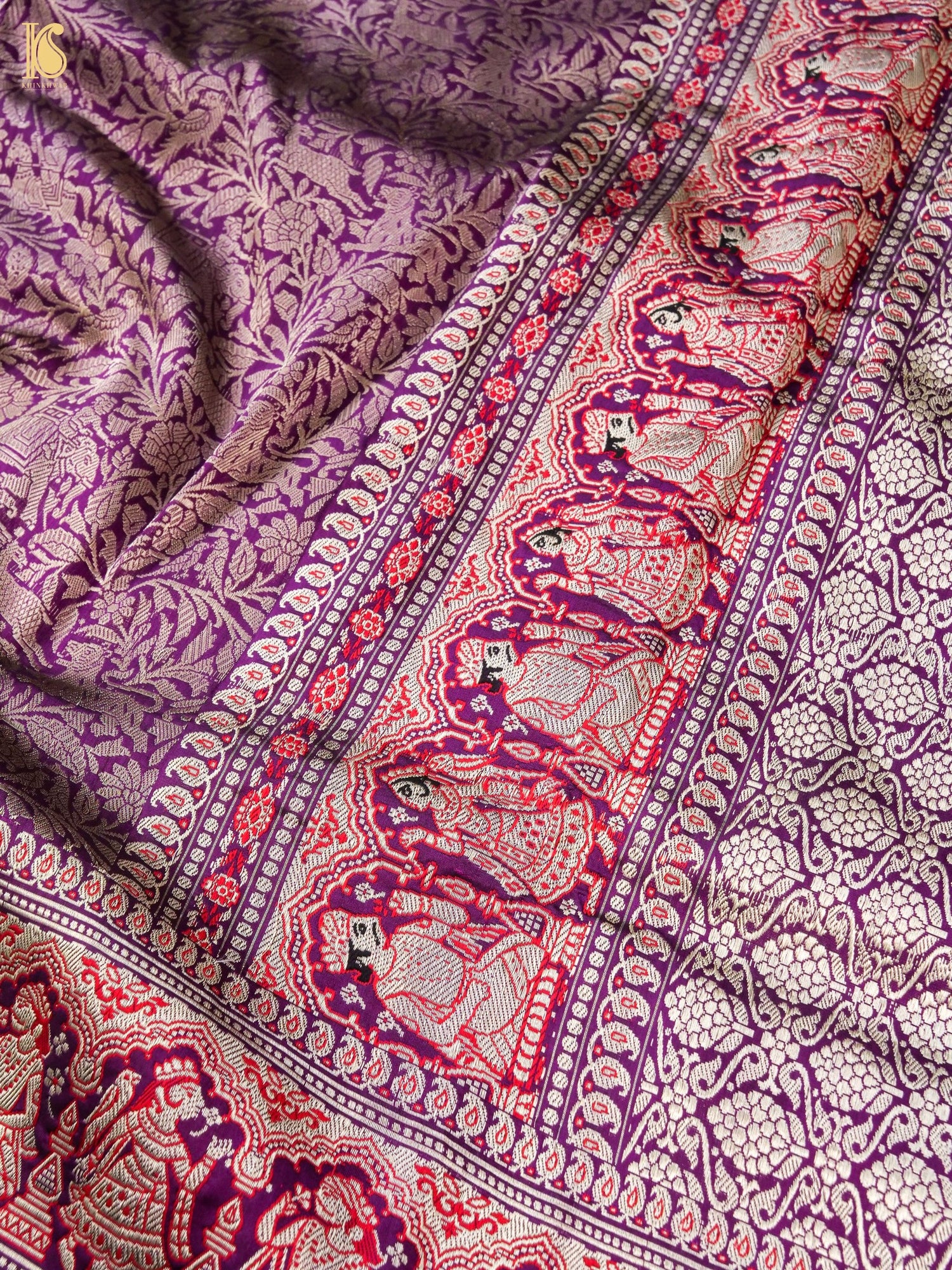 Handloom Baluchari Banarasi Katan Silk Shikargah Saree