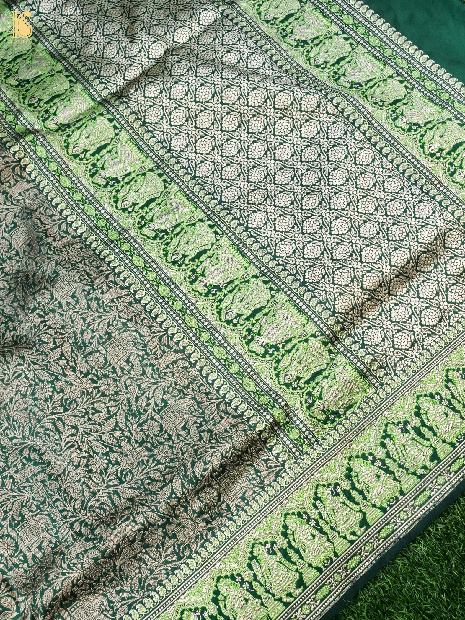 Handloom Baluchari Banarasi Katan Silk Shikargah Saree