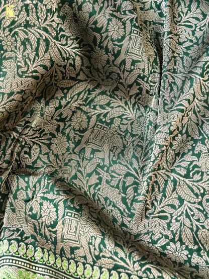 Handloom Baluchari Banarasi Katan Silk Shikargah Saree