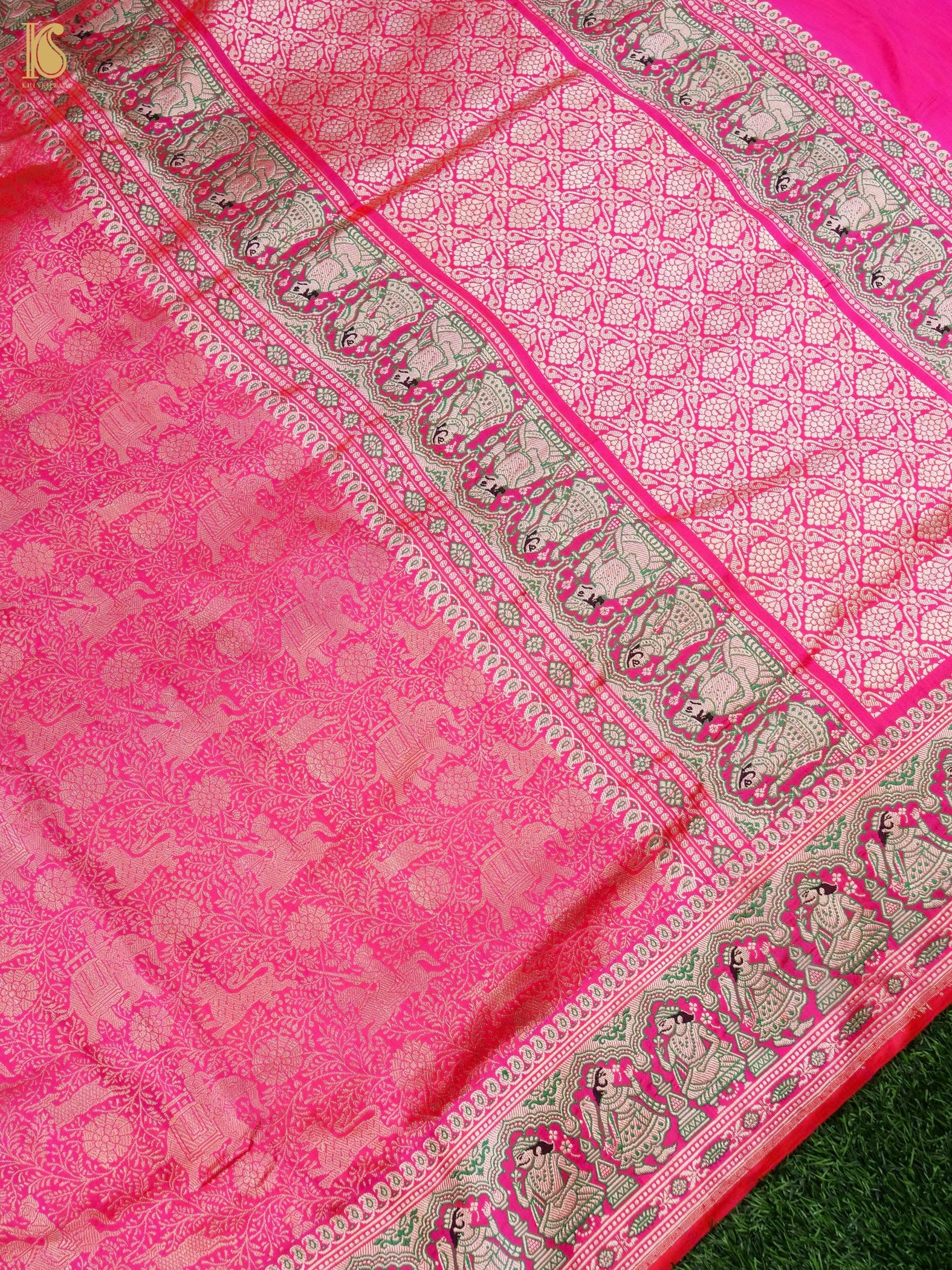 Handloom Baluchari Banarasi Katan Silk Shikargah Saree