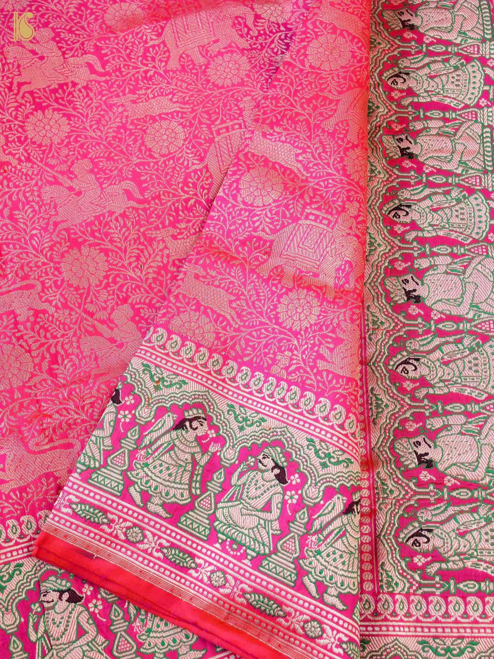 Handloom Baluchari Banarasi Katan Silk Shikargah Saree