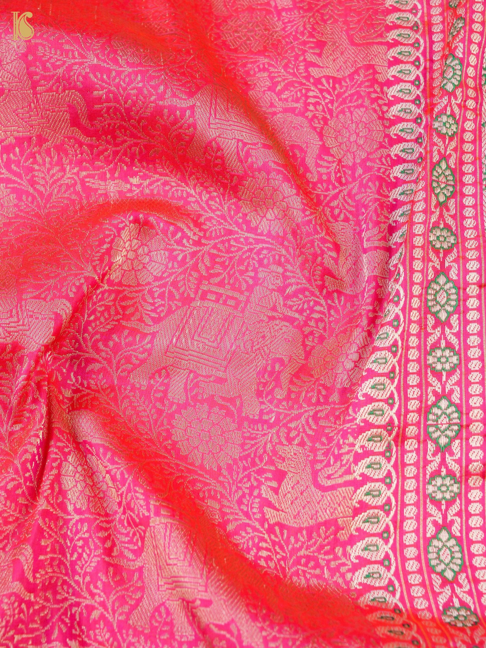 Handloom Baluchari Banarasi Katan Silk Shikargah Saree