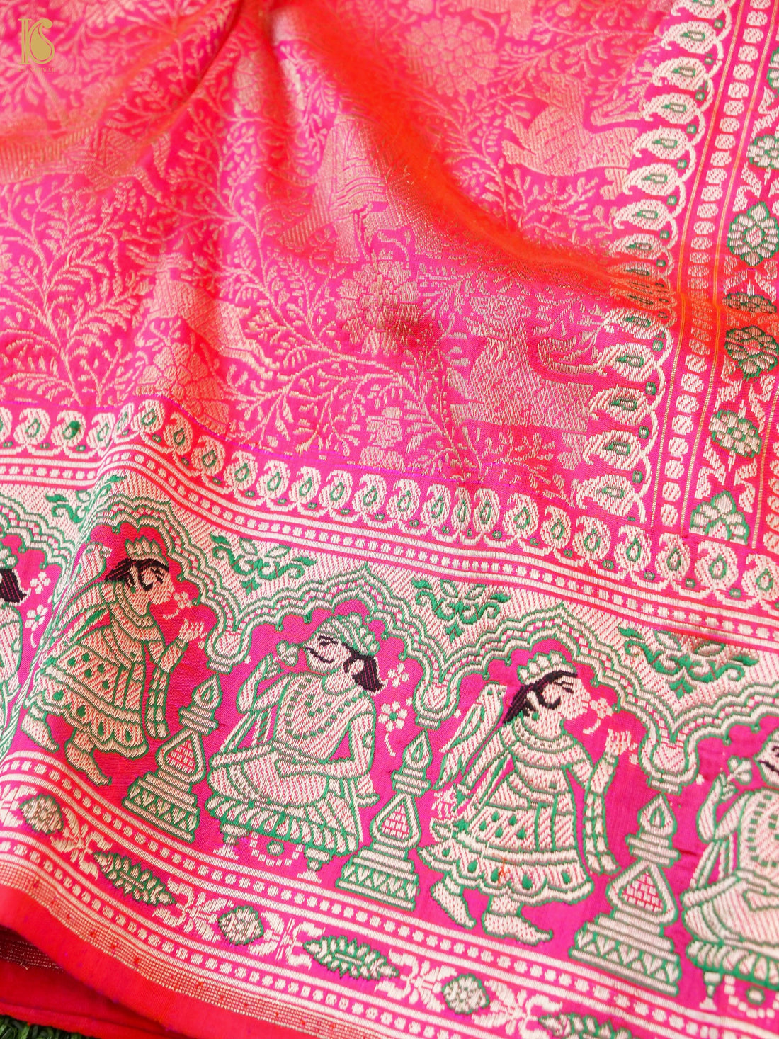 Handloom Baluchari Banarasi Katan Silk Shikargah Saree