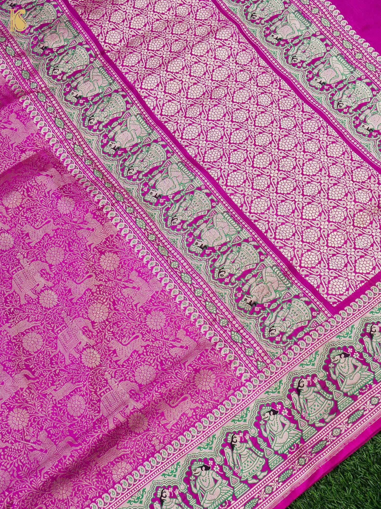 Handloom Baluchari Banarasi Katan Silk Shikargah Saree