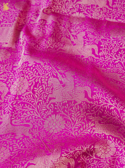 Handloom Baluchari Banarasi Katan Silk Shikargah Saree