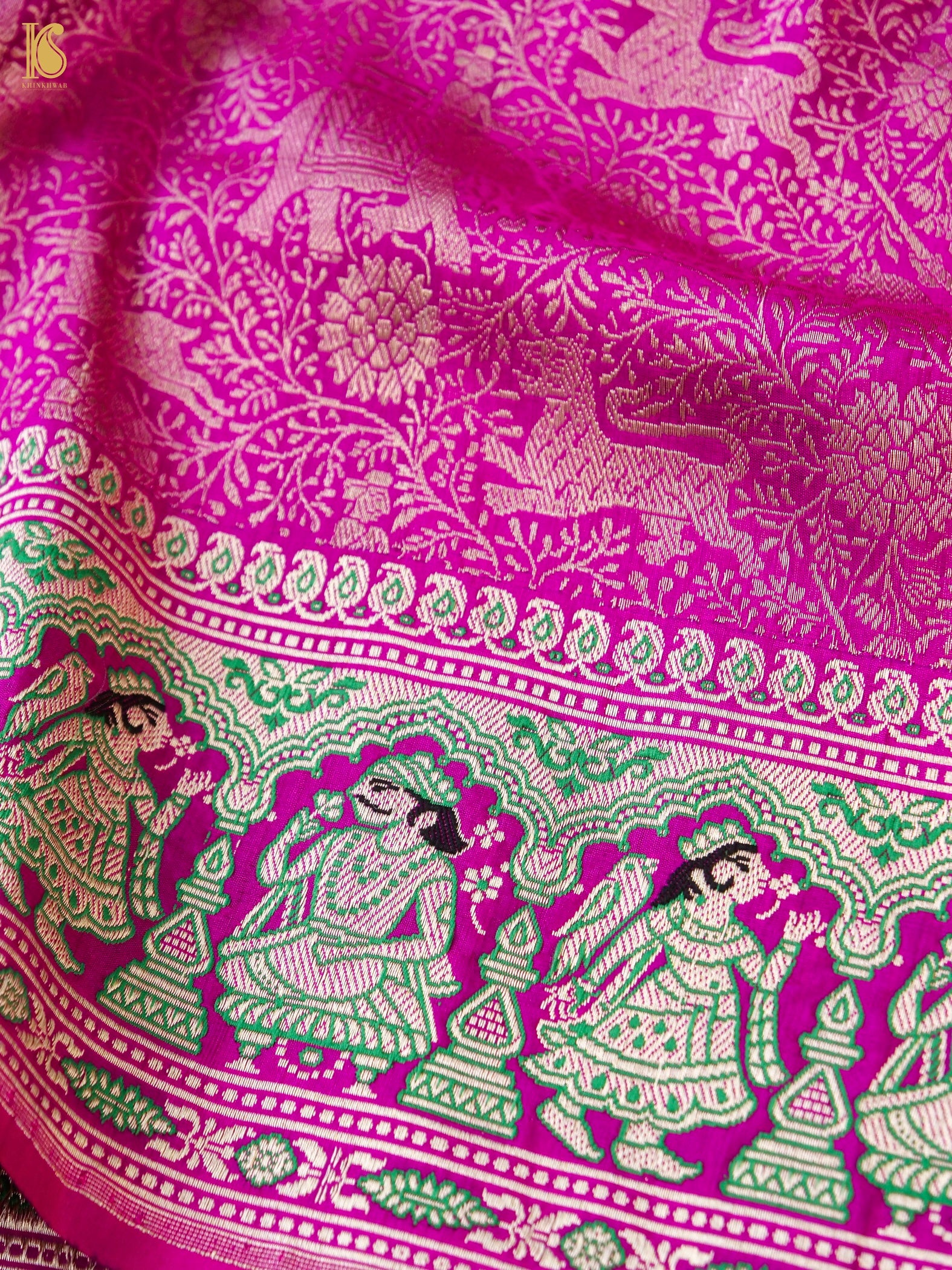 Handloom Baluchari Banarasi Katan Silk Shikargah Saree