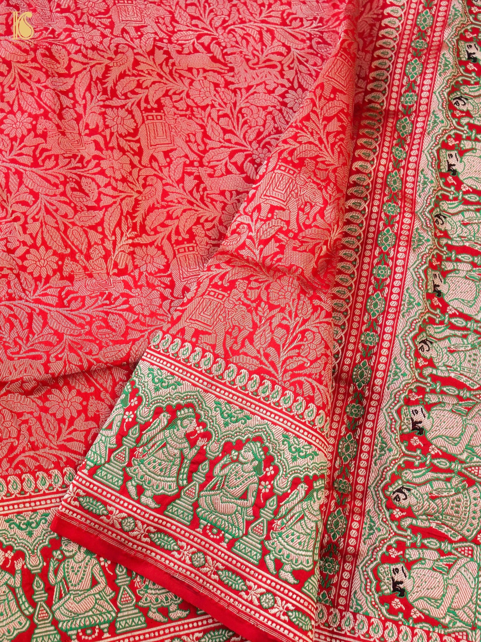 Handloom Baluchari Banarasi Katan Silk Shikargah Saree