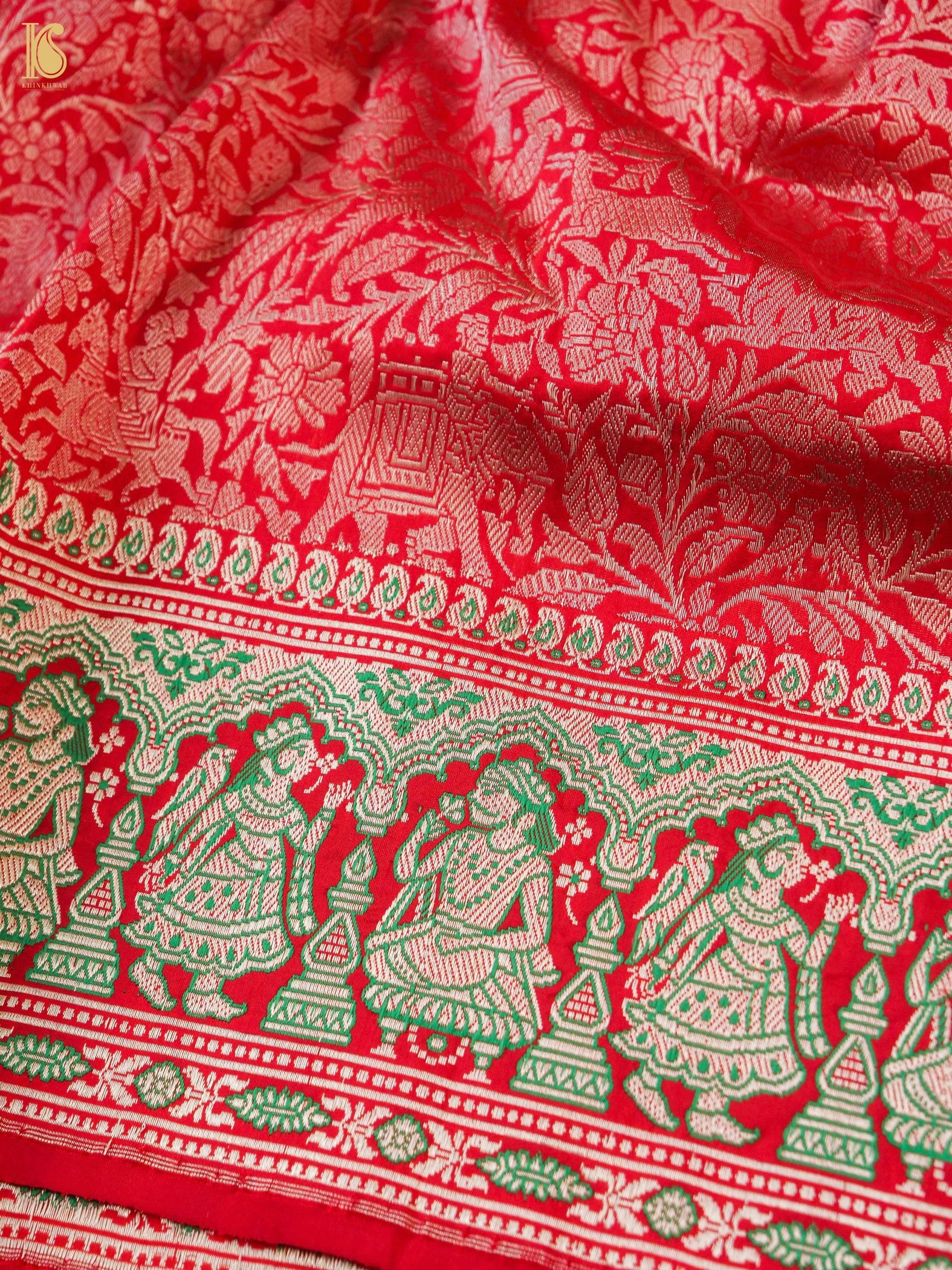 Handloom Baluchari Banarasi Katan Silk Shikargah Saree