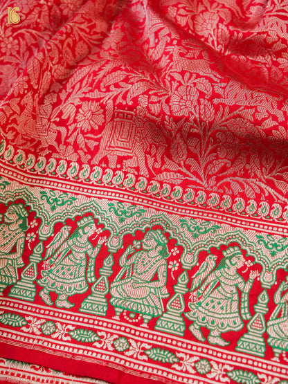 Handloom Baluchari Banarasi Katan Silk Shikargah Saree