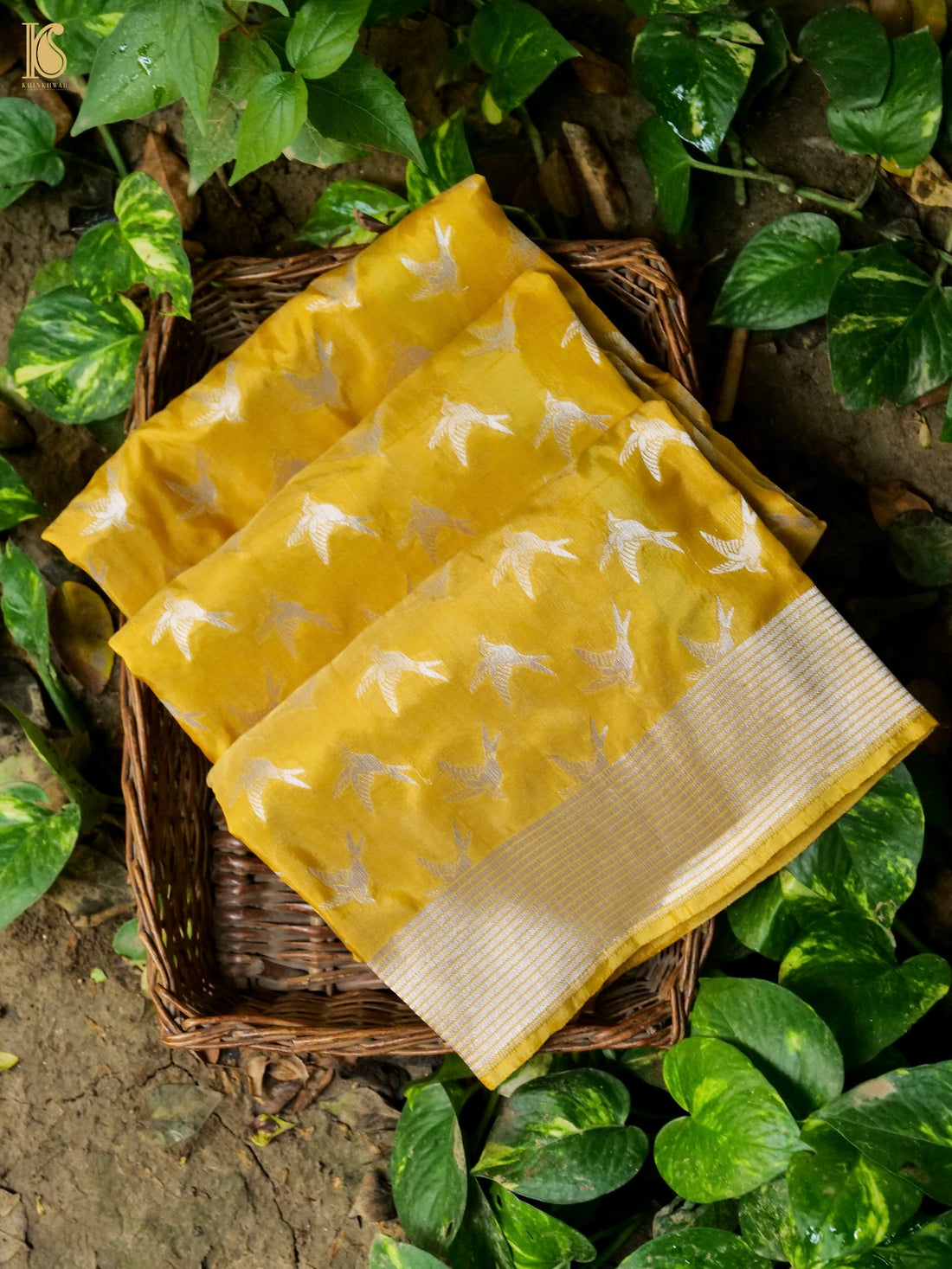 Handwoven Katan Silk Banarasi Chidiya Saree