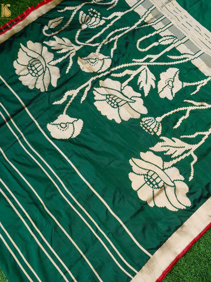 Handloom Banarasi Silk Tanchoi Floral Saree