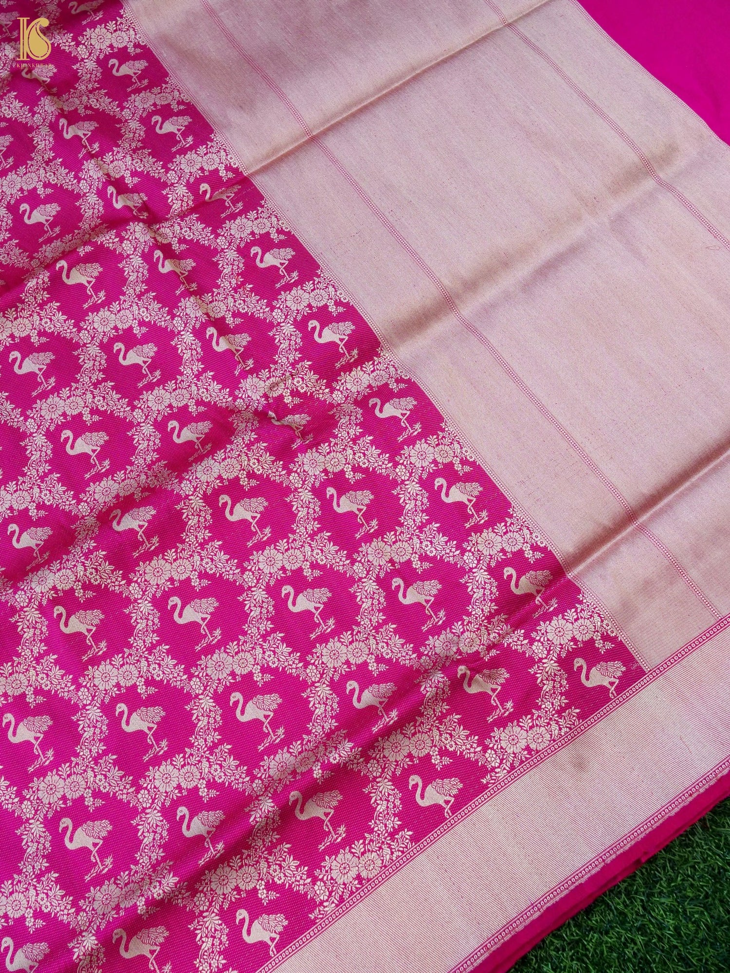 Handwoven Katan Silk Banarasi Crane Saree