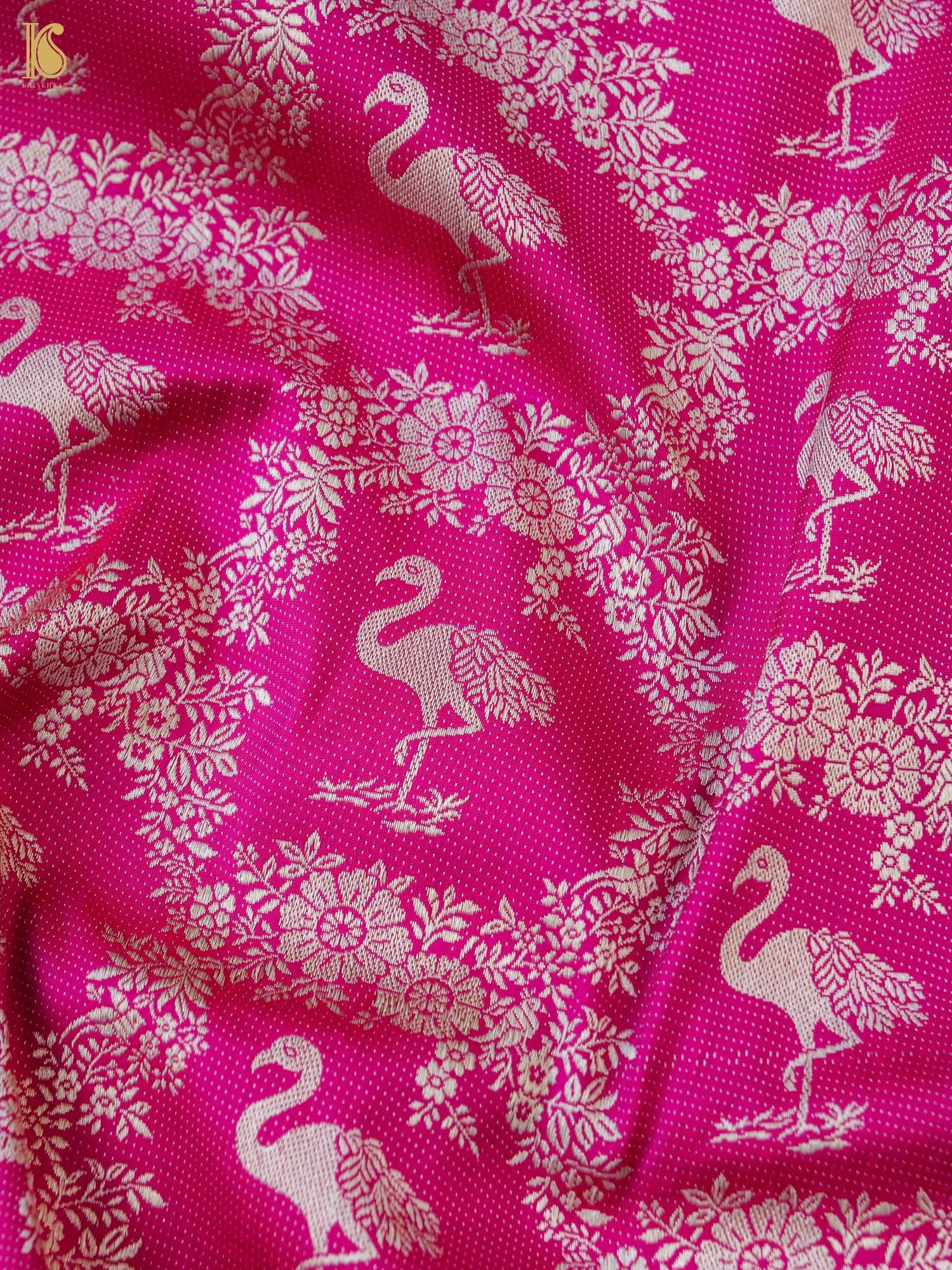 Handwoven Katan Silk Banarasi Crane Saree