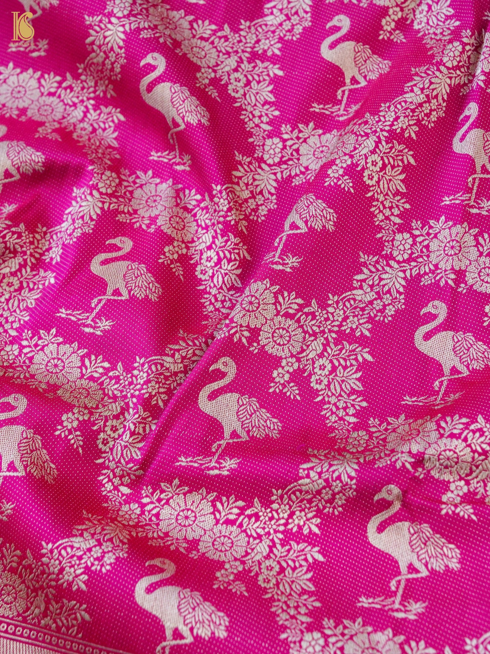 Handwoven Katan Silk Banarasi Crane Saree