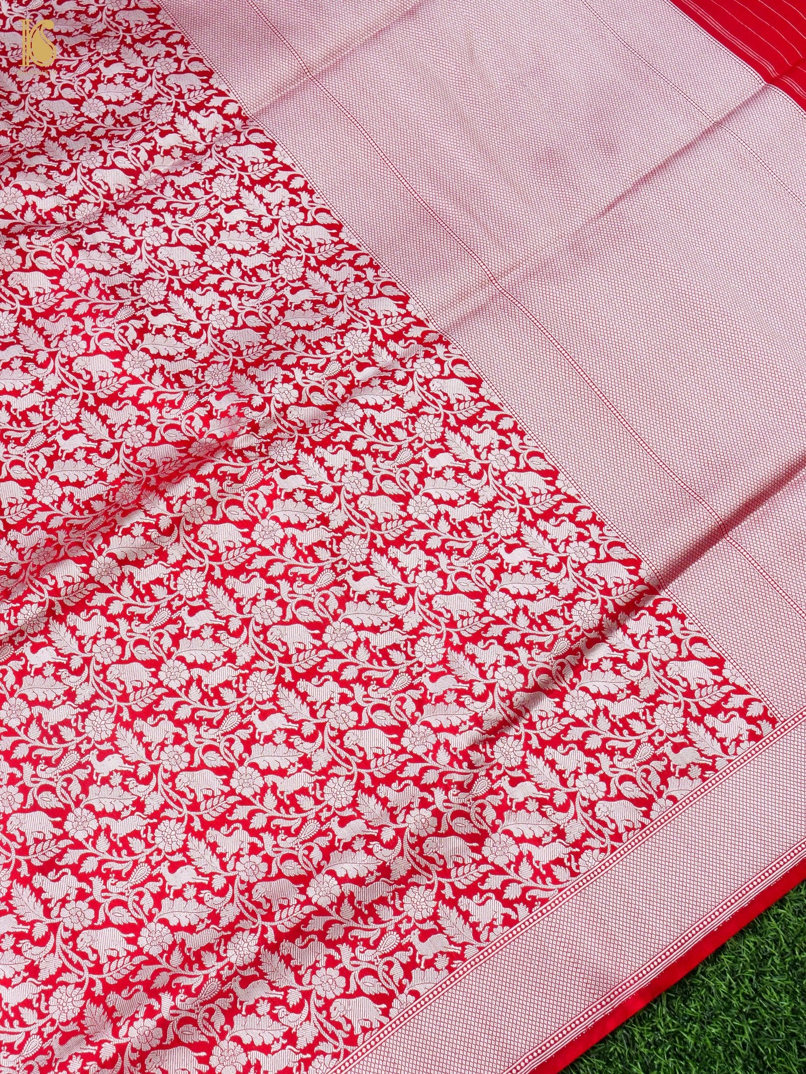 Handwoven Katan Silk Banarasi Shikargah Saree